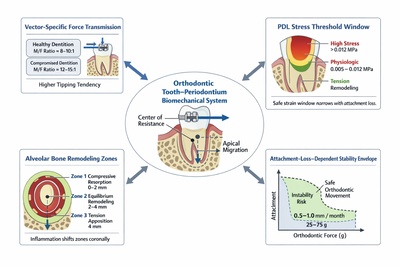 Biomechanical Limits of Orthodontic Tooth Movement in Periodontally Compromised Dentitions: A Conceptual Model of Force Distribution, Bone Remodeling, and Attachment Stability